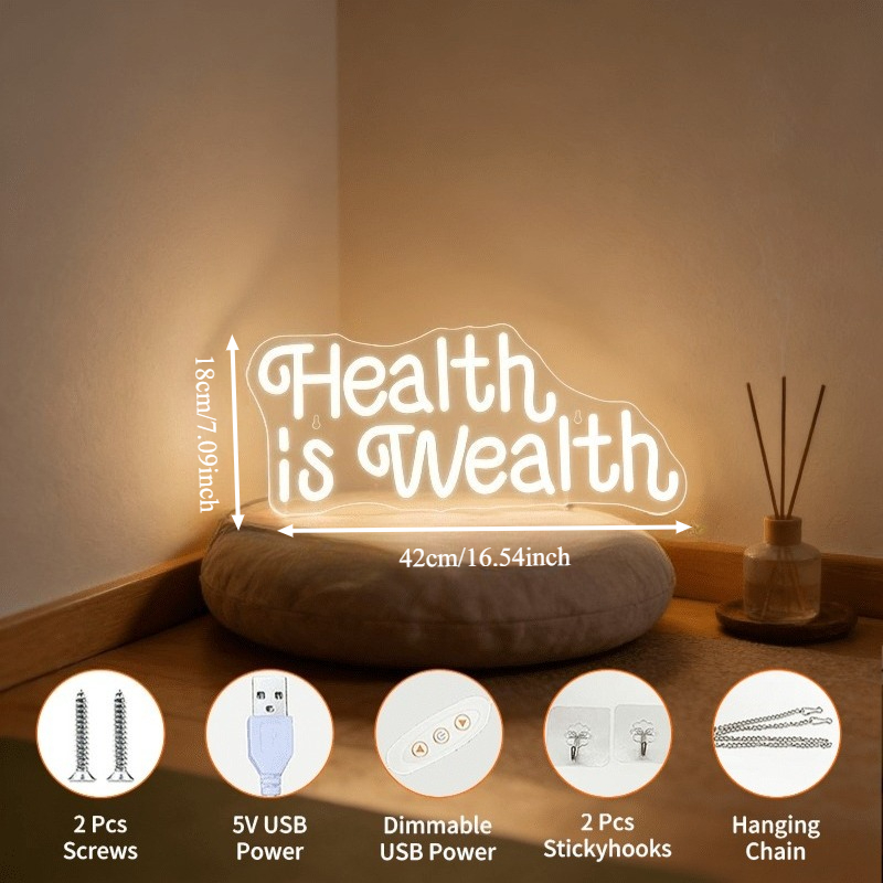 Health is Wealth Neon Sign LED - đánh giá và giá Health Wellness Lifestyle
